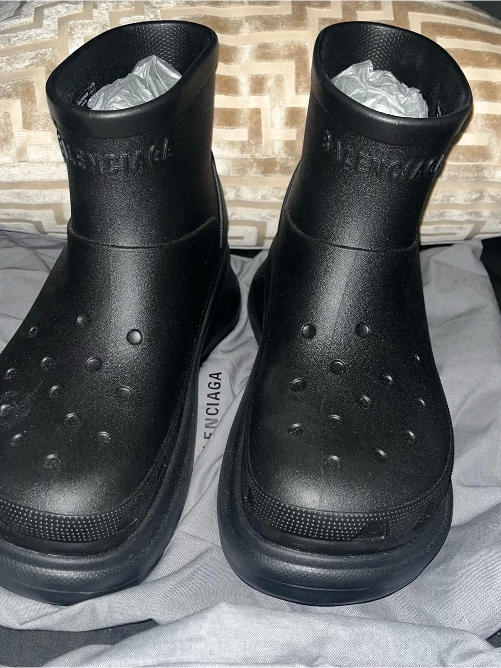 Balenciaga Crocs Black Ankle Rain Boots 41